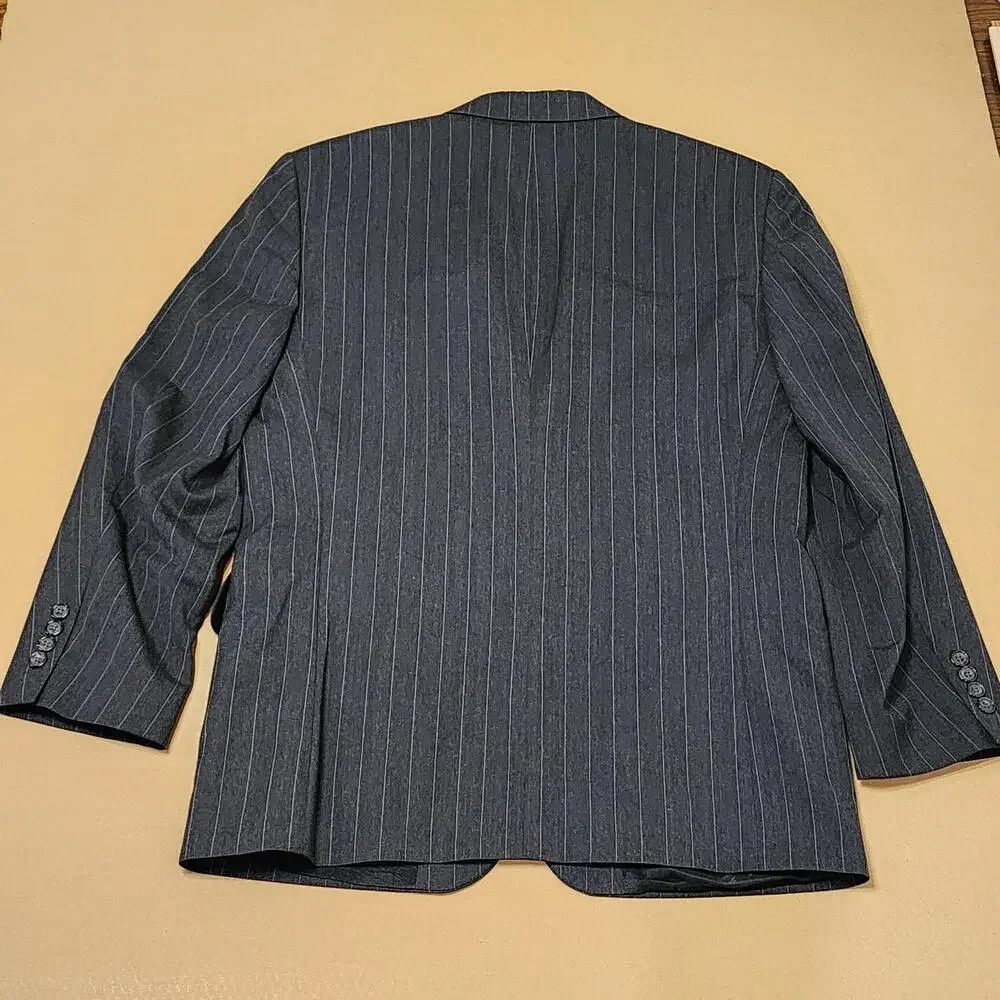 Oscar De La Renta Suit Jacket Mens 40 Gray Wool Pinstripe Two Button Blazer